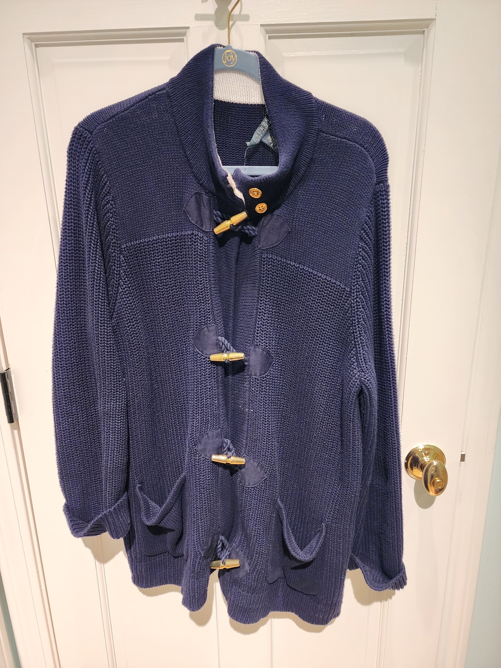 Lauren Ralph Lauren Navy Knit Zip-Up Toggle Sweater